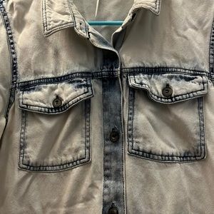 FREE PEOPLE denim tiered mini dress, long sleeved